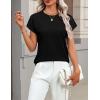 image:imageZeagoo Womens Summer Short Sleeve Tops Crew Neck Pullover Sweaters Cap Sleeve Loose Dressy Casual Blouse Basic ClothesBlack