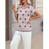 image:imageZeagoo Womens Summer Short Sleeve Tops Crew Neck Pullover Sweaters Cap Sleeve Loose Dressy Casual Blouse Basic ClothesBlack Floraljh455
