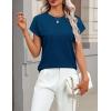 image:imageZeagoo Womens Summer Short Sleeve Tops Crew Neck Pullover Sweaters Cap Sleeve Loose Dressy Casual Blouse Basic ClothesDark Blue