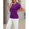 image:imageZeagoo Womens Summer Short Sleeve Tops Crew Neck Pullover Sweaters Cap Sleeve Loose Dressy Casual Blouse Basic ClothesDark Purple