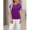 image:imageZeagoo Womens Summer Short Sleeve Tops Crew Neck Pullover Sweaters Cap Sleeve Loose Dressy Casual Blouse Basic ClothesDark Purple