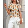 image:imageZeagoo Womens Summer Short Sleeve Tops Crew Neck Pullover Sweaters Cap Sleeve Loose Dressy Casual Blouse Basic ClothesFloral Apricotsf167