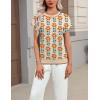 image:imageZeagoo Womens Summer Short Sleeve Tops Crew Neck Pullover Sweaters Cap Sleeve Loose Dressy Casual Blouse Basic ClothesFloral Apricotsf167