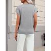 image:imageZeagoo Womens Summer Short Sleeve Tops Crew Neck Pullover Sweaters Cap Sleeve Loose Dressy Casual Blouse Basic ClothesGray