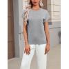 image:imageZeagoo Womens Summer Short Sleeve Tops Crew Neck Pullover Sweaters Cap Sleeve Loose Dressy Casual Blouse Basic ClothesGray