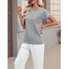 image:imageZeagoo Womens Summer Short Sleeve Tops Crew Neck Pullover Sweaters Cap Sleeve Loose Dressy Casual Blouse Basic ClothesGray
