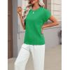 image:imageZeagoo Womens Summer Short Sleeve Tops Crew Neck Pullover Sweaters Cap Sleeve Loose Dressy Casual Blouse Basic ClothesGreen