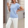 image:imageZeagoo Womens Summer Short Sleeve Tops Crew Neck Pullover Sweaters Cap Sleeve Loose Dressy Casual Blouse Basic ClothesLight Blue