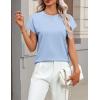 image:imageZeagoo Womens Summer Short Sleeve Tops Crew Neck Pullover Sweaters Cap Sleeve Loose Dressy Casual Blouse Basic ClothesLight Blue