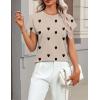 image:imageZeagoo Womens Summer Short Sleeve Tops Crew Neck Pullover Sweaters Cap Sleeve Loose Dressy Casual Blouse Basic ClothesLove Printkhaki Ax72