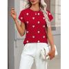 image:imageZeagoo Womens Summer Short Sleeve Tops Crew Neck Pullover Sweaters Cap Sleeve Loose Dressy Casual Blouse Basic ClothesLove Printred Ax71