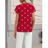 image:imageZeagoo Womens Summer Short Sleeve Tops Crew Neck Pullover Sweaters Cap Sleeve Loose Dressy Casual Blouse Basic ClothesLove Printred Ax71