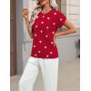image:imageZeagoo Womens Summer Short Sleeve Tops Crew Neck Pullover Sweaters Cap Sleeve Loose Dressy Casual Blouse Basic ClothesLove Printred Ax71