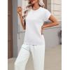 image:imageZeagoo Womens Summer Short Sleeve Tops Crew Neck Pullover Sweaters Cap Sleeve Loose Dressy Casual Blouse Basic ClothesWhite