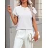 image:imageZeagoo Womens Summer Short Sleeve Tops Crew Neck Pullover Sweaters Cap Sleeve Loose Dressy Casual Blouse Basic ClothesWhite