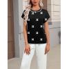 image:imageZeagoo Womens Summer Short Sleeve Tops Crew Neck Pullover Sweaters Cap Sleeve Loose Dressy Casual Blouse Basic ClothesWhite Floralblack Jh454