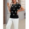 image:imageZeagoo Womens Summer Short Sleeve Tops Crew Neck Pullover Sweaters Cap Sleeve Loose Dressy Casual Blouse Basic ClothesWhite Floralblack Jh454