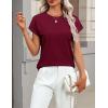 image:imageZeagoo Womens Summer Short Sleeve Tops Crew Neck Pullover Sweaters Cap Sleeve Loose Dressy Casual Blouse Basic ClothesWine Red