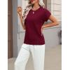 image:imageZeagoo Womens Summer Short Sleeve Tops Crew Neck Pullover Sweaters Cap Sleeve Loose Dressy Casual Blouse Basic ClothesWine Red