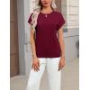image:imageZeagoo Womens Summer Short Sleeve Tops Crew Neck Pullover Sweaters Cap Sleeve Loose Dressy Casual Blouse Basic ClothesWine Red