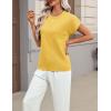 image:imageZeagoo Womens Summer Short Sleeve Tops Crew Neck Pullover Sweaters Cap Sleeve Loose Dressy Casual Blouse Basic ClothesYellow