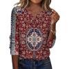 image:imageZeagoo Long Sleeve Shirts for Women Casual V Neck Fall Tops Dressy Summer Work Blouses ClothesFloral Red