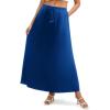 image:imageZeagoo Womens 2026 Boho Floral Skirt Casual Elastic High Waist Maxi Skirts Flowy A Line Beach Long Skirt with Side PocketsBlue Color