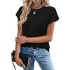 image:imageZeagoo Womens Summer Short Sleeve Tops Crew Neck Pullover Sweaters Cap Sleeve Loose Dressy Casual Blouse Basic ClothesBlack