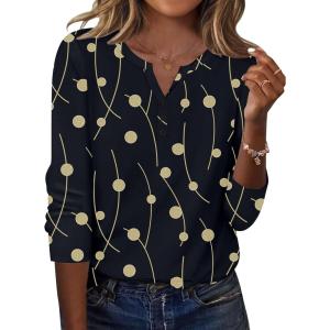 image:imageZeagoo Long Sleeve Shirts for Women Casual V Neck Fall Tops Dressy Summer Work Blouses ClothesGeometry Black