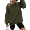 image:imageZeagoo Womens Sweatshirt Long Sleeve Color Block Fleece Hoodies Fall Casual Crewneck Pullover Tunic Tops 2024Army Green