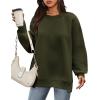 image:imageZeagoo Womens Sweatshirt Long Sleeve Color Block Fleece Hoodies Fall Casual Crewneck Pullover Tunic Tops 2024Army Green