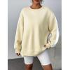 image:imageZeagoo Womens Sweatshirt Long Sleeve Color Block Fleece Hoodies Fall Casual Crewneck Pullover Tunic Tops 2024Beige