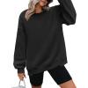 image:imageZeagoo Womens Sweatshirt Long Sleeve Color Block Fleece Hoodies Fall Casual Crewneck Pullover Tunic Tops 2024Black