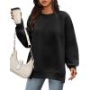 image:imageZeagoo Womens Sweatshirt Long Sleeve Color Block Fleece Hoodies Fall Casual Crewneck Pullover Tunic Tops 2024Black