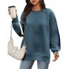 image:imageZeagoo Womens Sweatshirt Long Sleeve Color Block Fleece Hoodies Fall Casual Crewneck Pullover Tunic Tops 2024Blue
