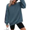 image:imageZeagoo Womens Sweatshirt Long Sleeve Color Block Fleece Hoodies Fall Casual Crewneck Pullover Tunic Tops 2024Blue