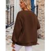 image:imageZeagoo Womens Sweatshirt Long Sleeve Color Block Fleece Hoodies Fall Casual Crewneck Pullover Tunic Tops 2024Dark Brown