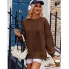image:imageZeagoo Womens Sweatshirt Long Sleeve Color Block Fleece Hoodies Fall Casual Crewneck Pullover Tunic Tops 2024Dark Brown
