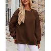 image:imageZeagoo Womens Sweatshirt Long Sleeve Color Block Fleece Hoodies Fall Casual Crewneck Pullover Tunic Tops 2024Dark Brown