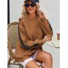 image:imageZeagoo Womens Sweatshirt Long Sleeve Color Block Fleece Hoodies Fall Casual Crewneck Pullover Tunic Tops 2024Light Brown