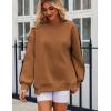 image:imageZeagoo Womens Sweatshirt Long Sleeve Color Block Fleece Hoodies Fall Casual Crewneck Pullover Tunic Tops 2024Light Brown