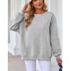 image:imageZeagoo Womens Sweatshirt Long Sleeve Color Block Fleece Hoodies Fall Casual Crewneck Pullover Tunic Tops 2024Light Grey