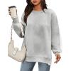 image:imageZeagoo Womens Sweatshirt Long Sleeve Color Block Fleece Hoodies Fall Casual Crewneck Pullover Tunic Tops 2024Light Grey