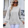 image:imageZeagoo Womens Sweatshirt Long Sleeve Color Block Fleece Hoodies Fall Casual Crewneck Pullover Tunic Tops 2024Light Grey