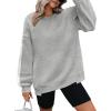 image:imageZeagoo Womens Sweatshirt Long Sleeve Color Block Fleece Hoodies Fall Casual Crewneck Pullover Tunic Tops 2024Light Grey