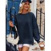 image:imageZeagoo Womens Sweatshirt Long Sleeve Color Block Fleece Hoodies Fall Casual Crewneck Pullover Tunic Tops 2024Navy