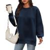 image:imageZeagoo Womens Sweatshirt Long Sleeve Color Block Fleece Hoodies Fall Casual Crewneck Pullover Tunic Tops 2024Navy