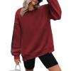 image:imageZeagoo Womens Sweatshirt Long Sleeve Color Block Fleece Hoodies Fall Casual Crewneck Pullover Tunic Tops 2024Wine Red