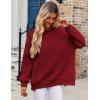 image:imageZeagoo Womens Sweatshirt Long Sleeve Color Block Fleece Hoodies Fall Casual Crewneck Pullover Tunic Tops 2024Wine Red