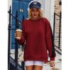 image:imageZeagoo Womens Sweatshirt Long Sleeve Color Block Fleece Hoodies Fall Casual Crewneck Pullover Tunic Tops 2024Wine Red